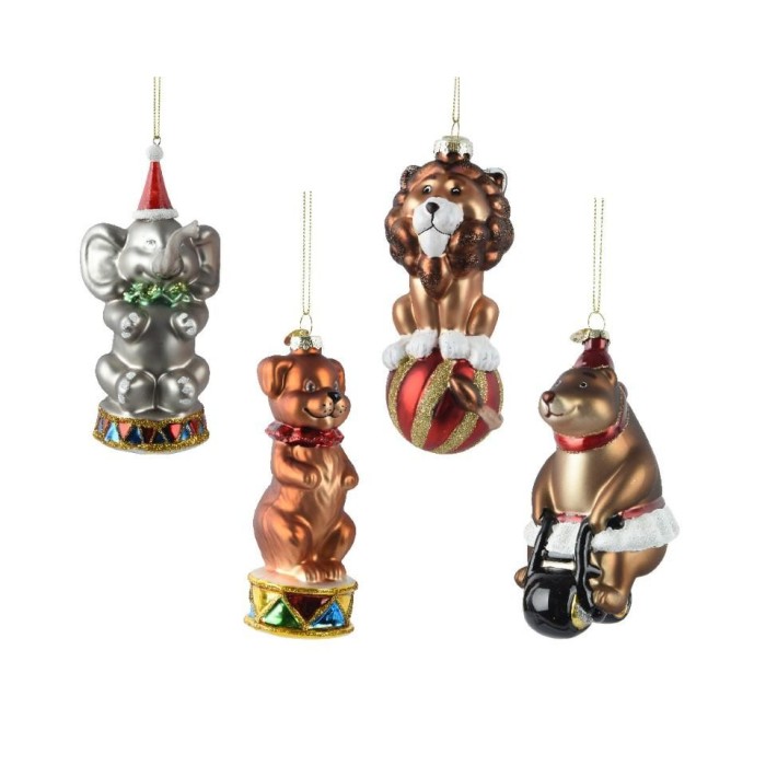 ANIMALI VETRO DA ALBERO D.12.5CM. 4 ASSORTITI